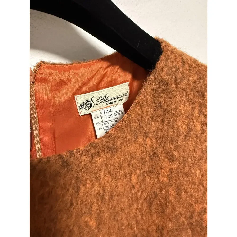 Blumarine Dress Womens IT 44 US 8 Brown Wool Blend Boucle Shift Made in Italy - Picture 5 of 14